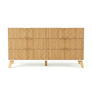 Fluted 6-Drawer Dresser with Wood Legs