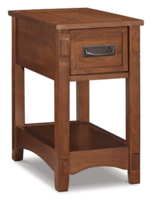 Signature Design by Ashley Breegin End Table With Drawer and Shelf, Mission-Style, Veneers and Wood Construction for Living Rooms and Bedrooms, 13' x 22'
