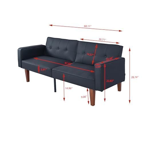 Topcomfy Convertible Futon Sofa Bed, Tufted Upholstered Loveseat Couch