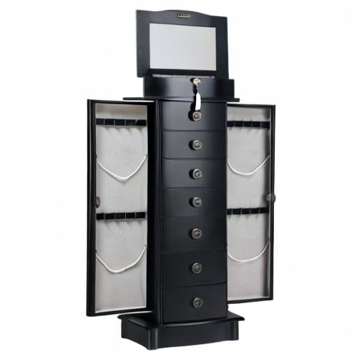 Black Locking Jewelry Armoire