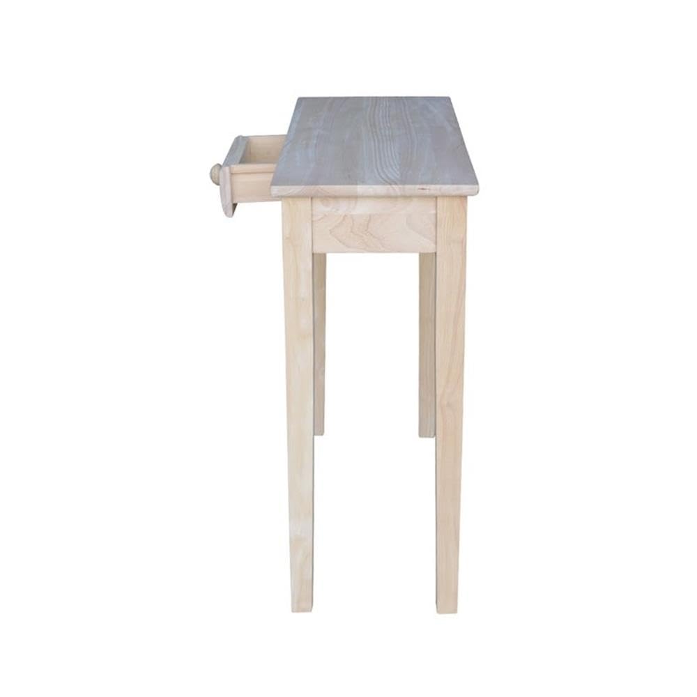 Unfinished Wood Console Table with Drawer