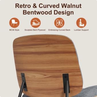 BERYTH Mid-Century Modern Armless Accent Chair, Wide Walnut Chenille 23301