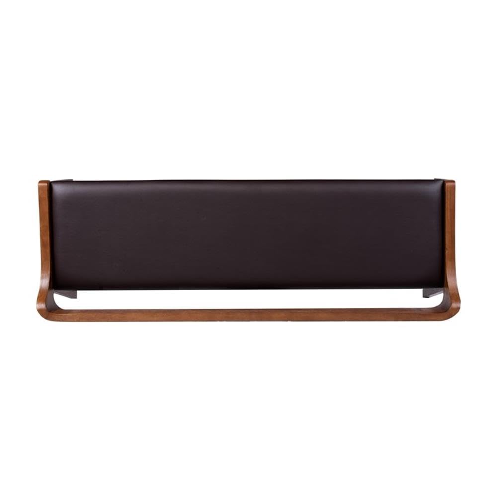 Mid-Century Modern Dining Bench with Faux Leather Cushion