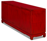 ChinaFurnitureOnline Elmwood Chinese Sideboard, 72 Inch Ming Design in Distressed Red Finish