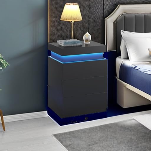 LED Nightstands with Charging Station, Set of 2