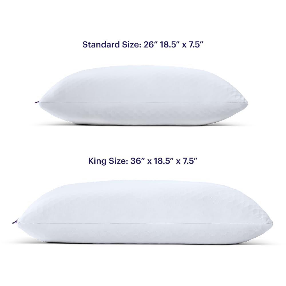 Purple Freeform Pillow - King Size - Customizable Cooling Neck Pillow with Adjustable Fill, GelFlex Grid and MicroFlex Moon Foam, Personalized Height and Firmness for All Sleepers