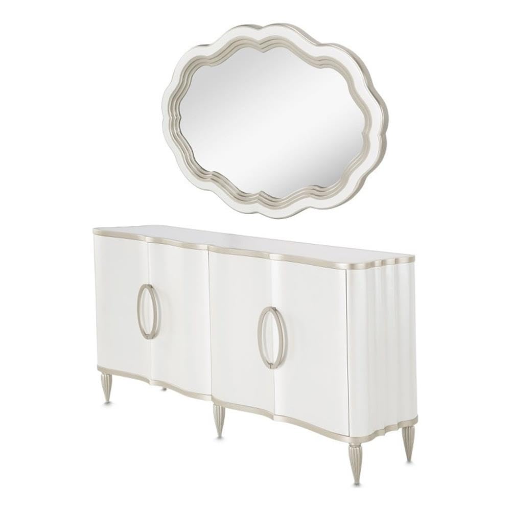 MICHAEL AMINI London Place Sideboard with Mirror - Creamy Pearl