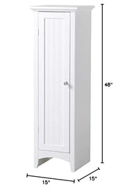OS Home and Office Furniture 15" 1-Door Wood Kitchen Storage Pantry in White
