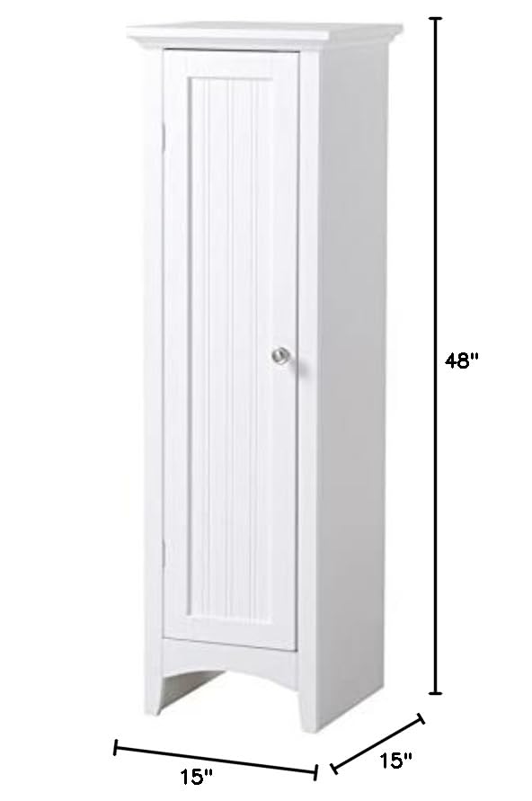 OS Home and Office Furniture 15" 1-Door Wood Kitchen Storage Pantry in White