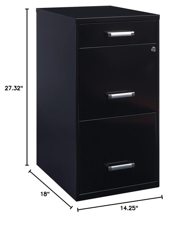Black 3-Drawer Metal Filing Cabinet