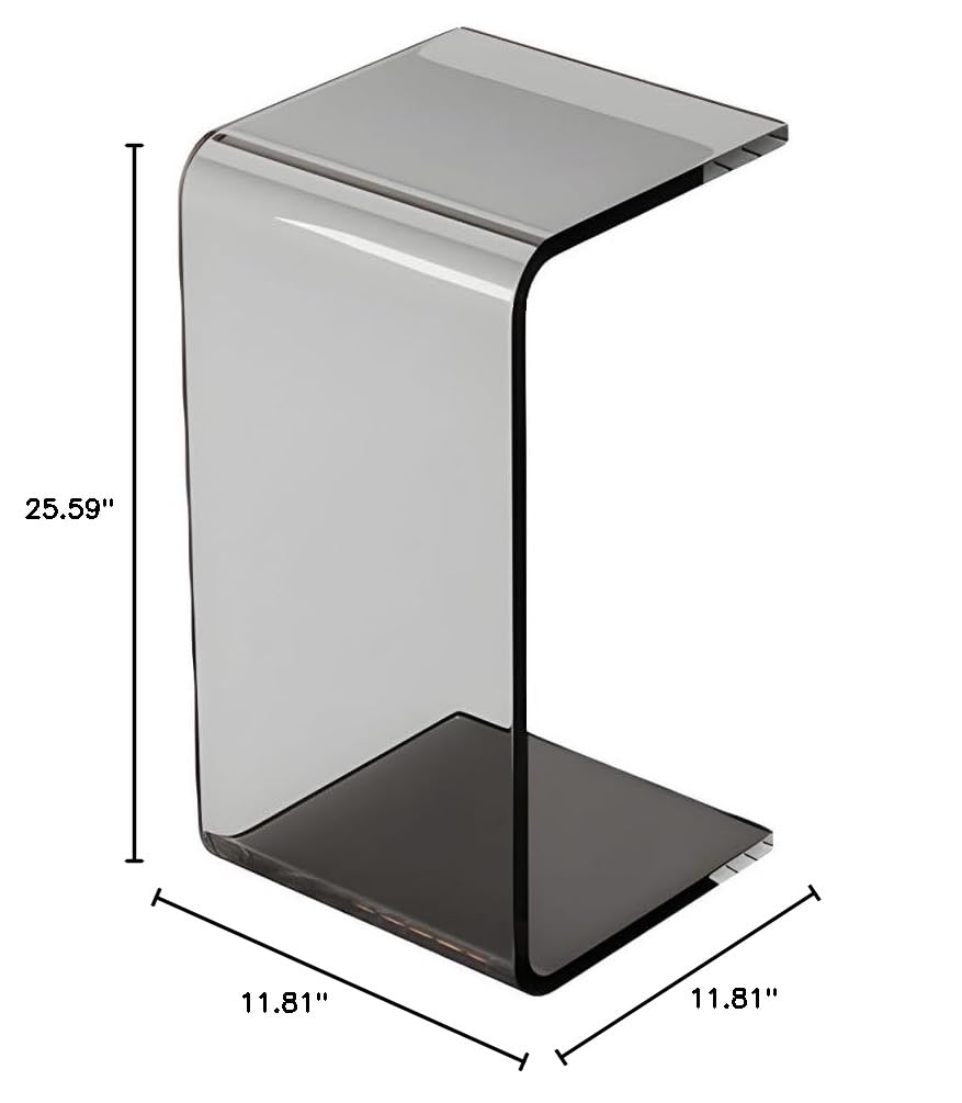 Smoke Gray Acrylic C-Shaped Side Table