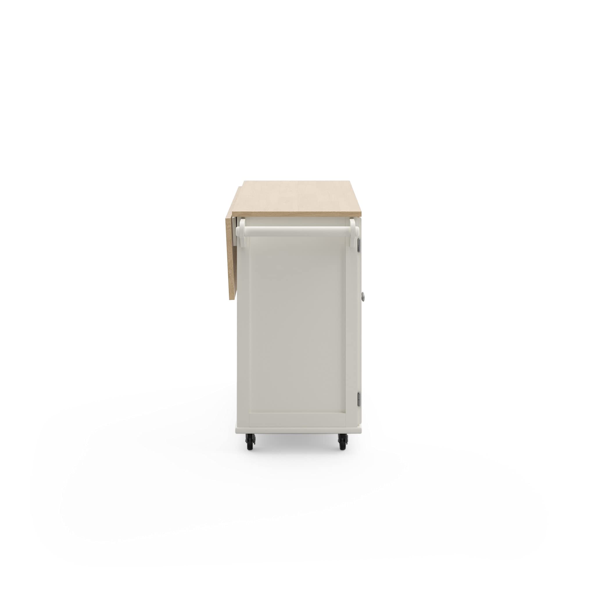 Homestyles Dolly Madison Off-White Mobile Kitchen Island Cart with Wood Drop Leaf Breakfast Bar