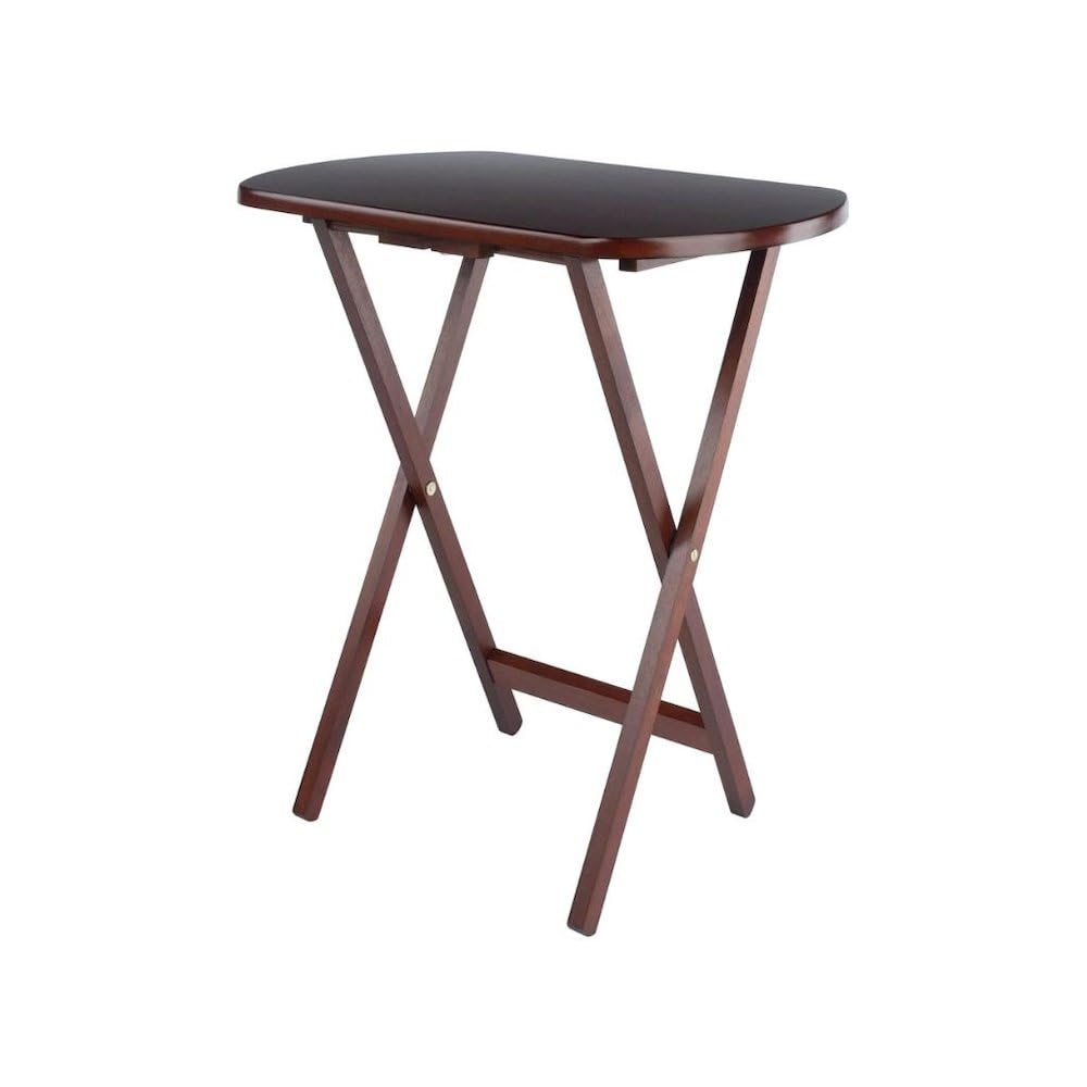 5-Piece Folding TV Tray Table Set with Storage Stand – Antique Walnut