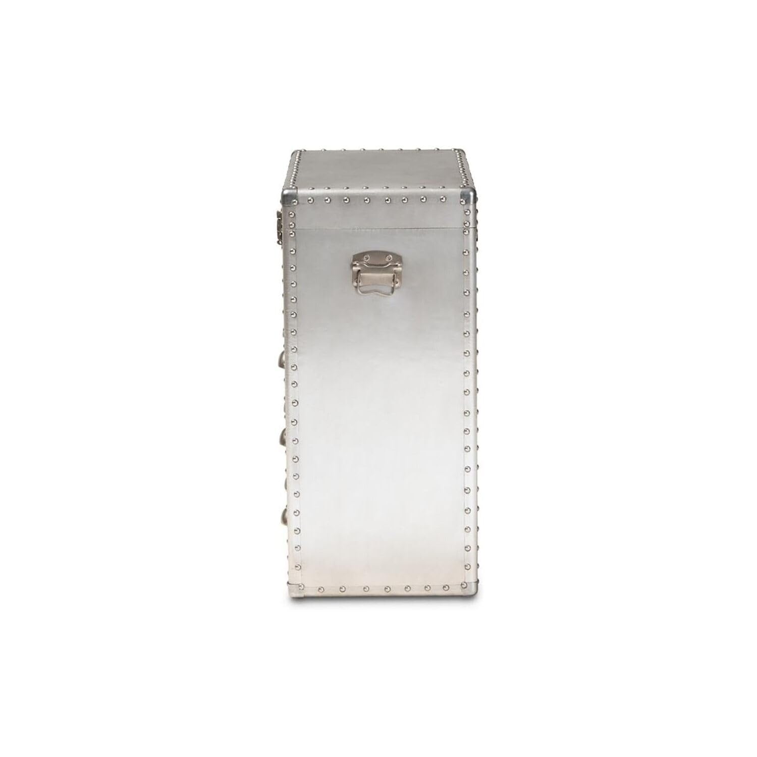 HomeStock Sophisticated Simplicity French Industrial Silver Metal 3-Drawer Accent Storage Chest