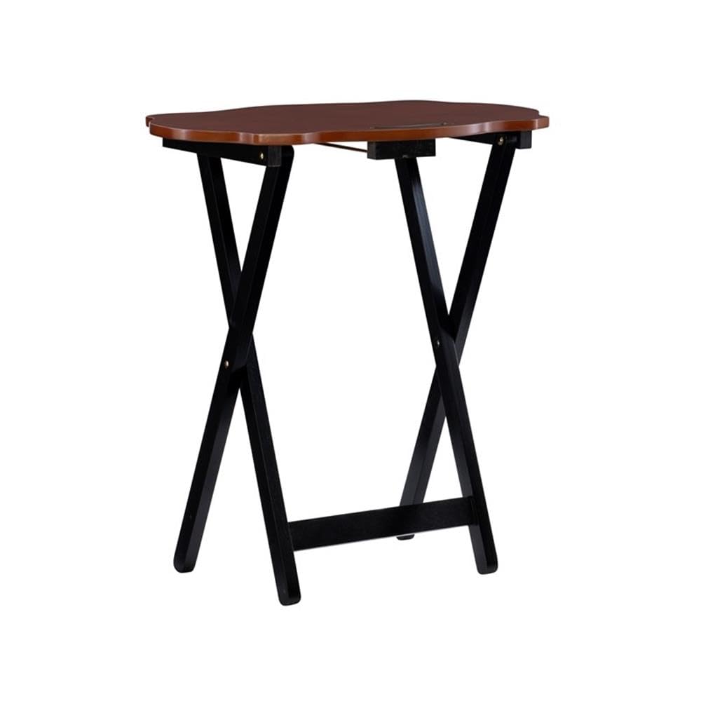 5-Piece Wood Tray Table Set with Stand