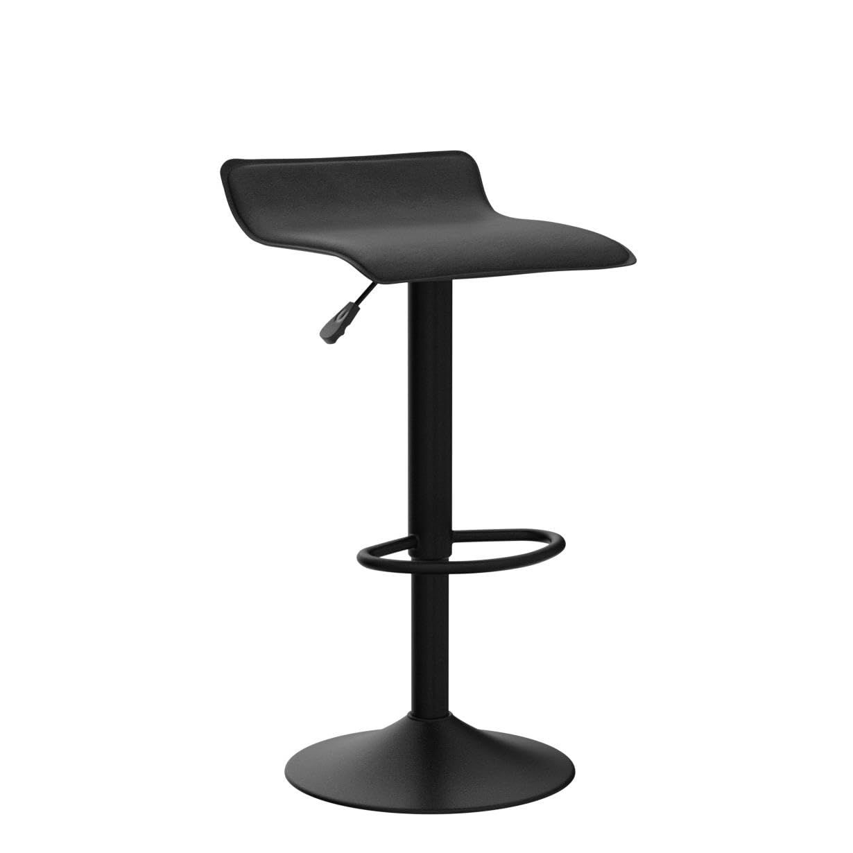 Vogue Furniture Direct Adjustable Bar Stools Set of 2, Modern Swivel PU Leather Airlift Barstools, Backless Kitchen Counter Height Bar Chair for Dining Room (Black, Black Base)