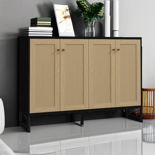 Rattan 4-Door Sideboard Cabinet