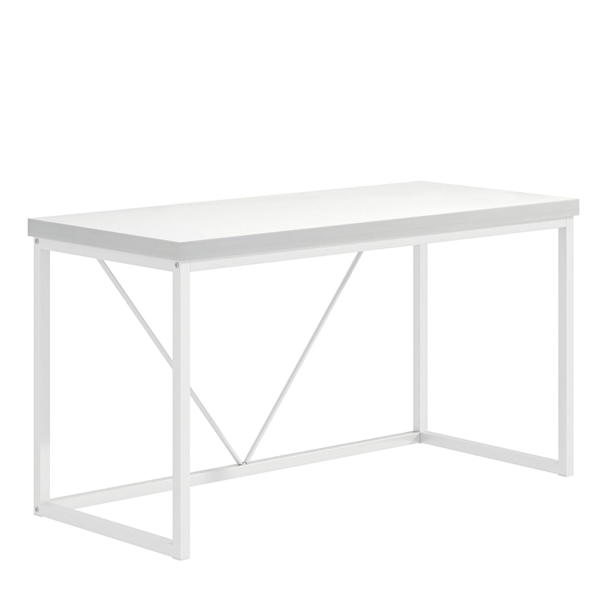 EXCEFUR White Computer Desk, Modern Home Office Desk, Small Wood Study Writing Table Workstation for Bedroom Living Room, 47 inch