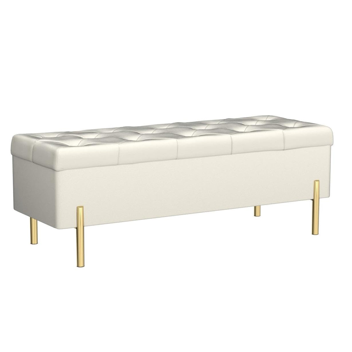 Ivory Velvet Storage Bench