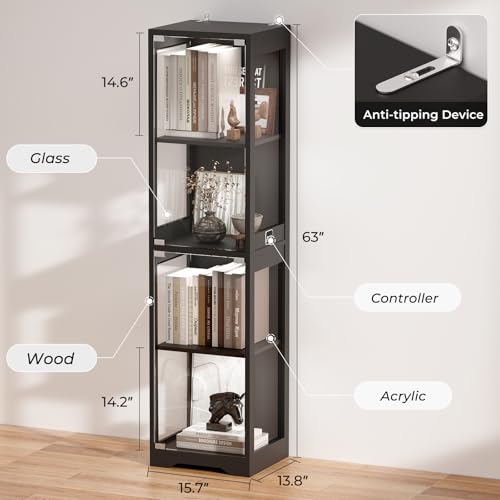 Glass Display Cabinet with LED Lights & Motion Sensor