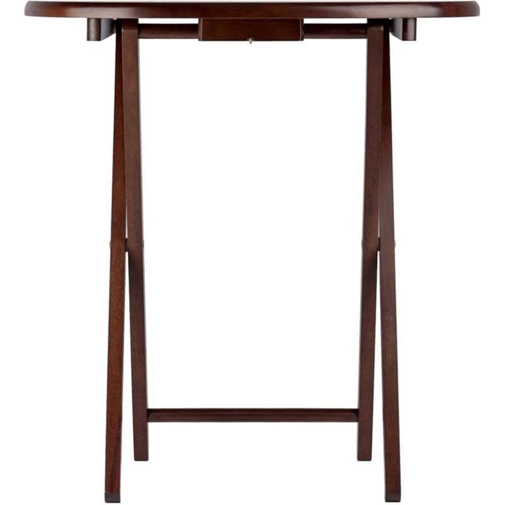 5-Piece Solid Wood Oval Snack Table Set with Storage Stand – Cappuccino
