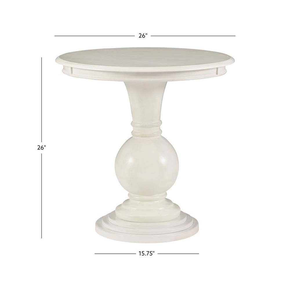 Round Pedestal Accent Table – Cream