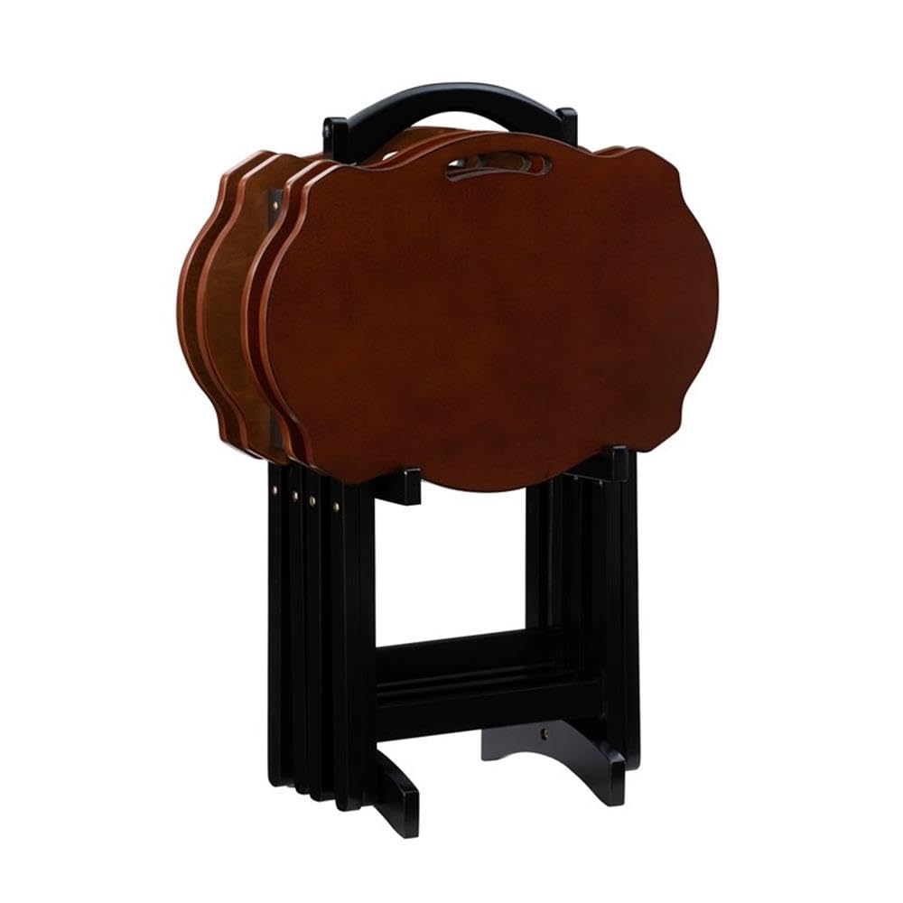 5-Piece Wood Tray Table Set with Stand