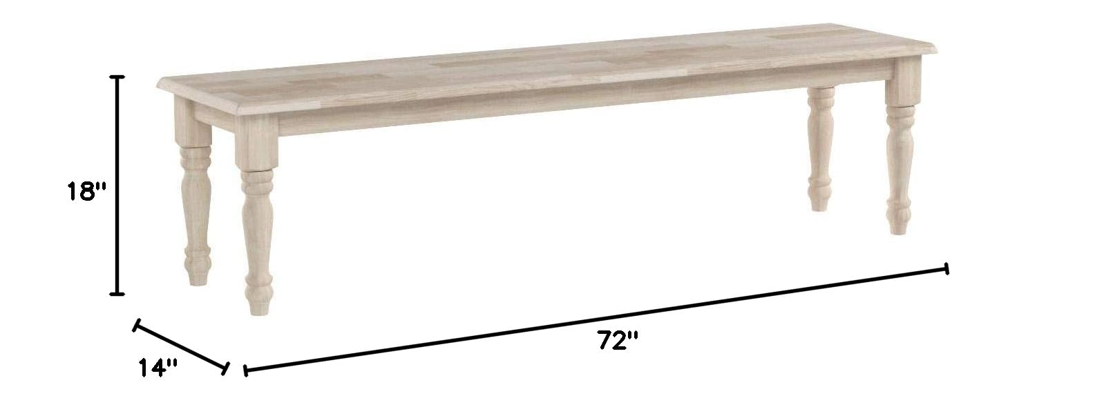 Shaker Style Bench – Unfinished Wood