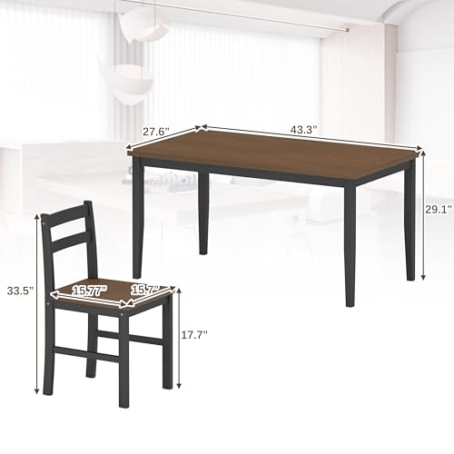 5-Piece Solid Wood Dining Table Set with 4 Chairs