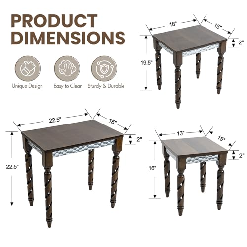 Mid-Century Modern Nesting Side Tables Set of 3
