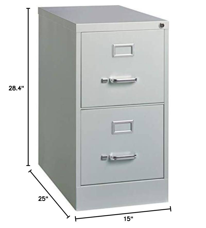 Lorell 2-Drawer Vertical File with Lock, 15 by 25 by 28-3/8-Inch, Light Gray