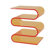 S-Shaped Acrylic Side Table with 3-Tier Magazine Holder