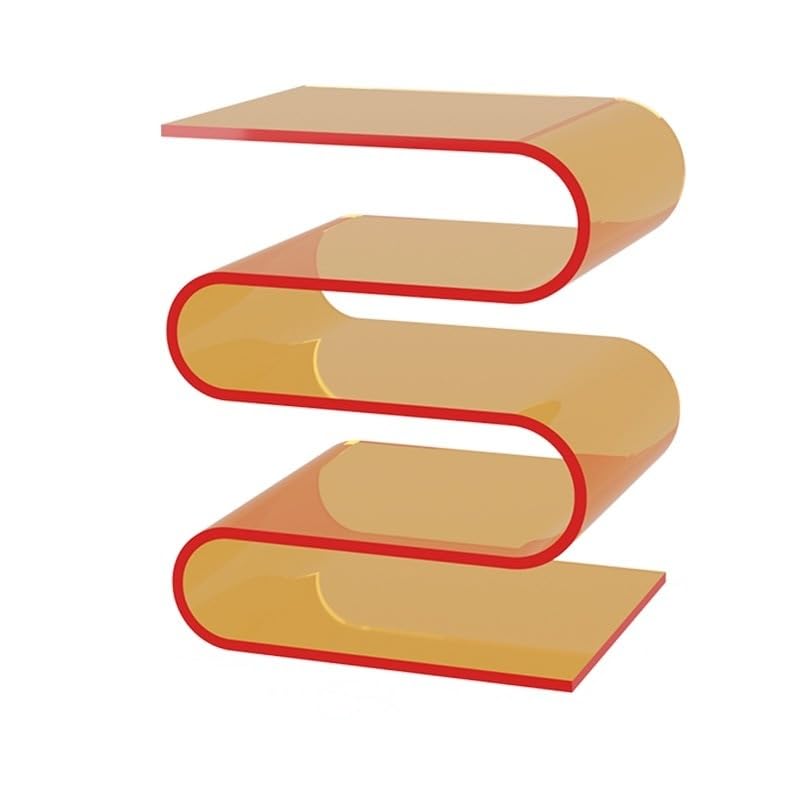 S-Shaped Acrylic Side Table with 3-Tier Magazine Holder