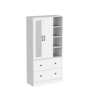 Wardrobe Armoire with Mirror, 2 Doors & Drawers