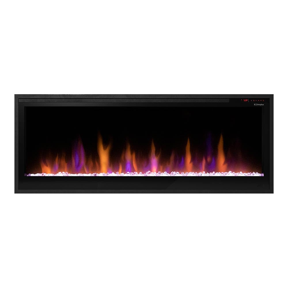 Dimplex 50 Inch Slim Built-in Linear Electric Fireplace Heater | Shallow 4-Inch Depth with LED Multi-Color Flames | Remote and Acrylic Crystal Ember Bed Included | Thin Flush Mount | 1500W