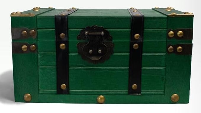 Vintage Wooden Treasure Chest with Leather Straps