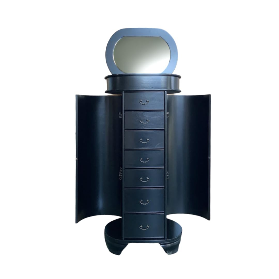 Oval Jewelry Armoire with Mirror & 7 Drawers