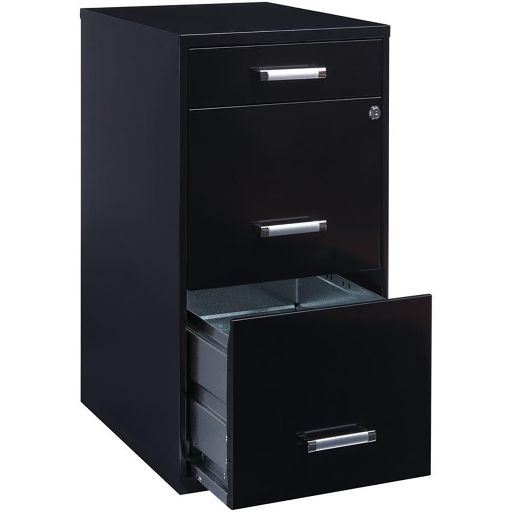 Black 3-Drawer Metal Filing Cabinet