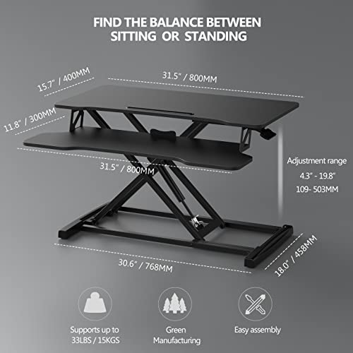 Height Adjustable Standing Desk Converter – Dual Monitor