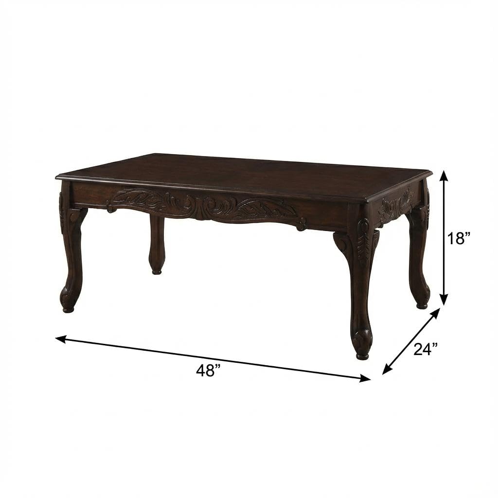 Furnifact Dark Cherry 3-Pc Wood Coffee and End Table Set with Stylish Finish, Durable Construction for Living Room, Compact and Functional Furniture Design