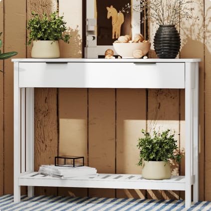 White Console Table with Drawer