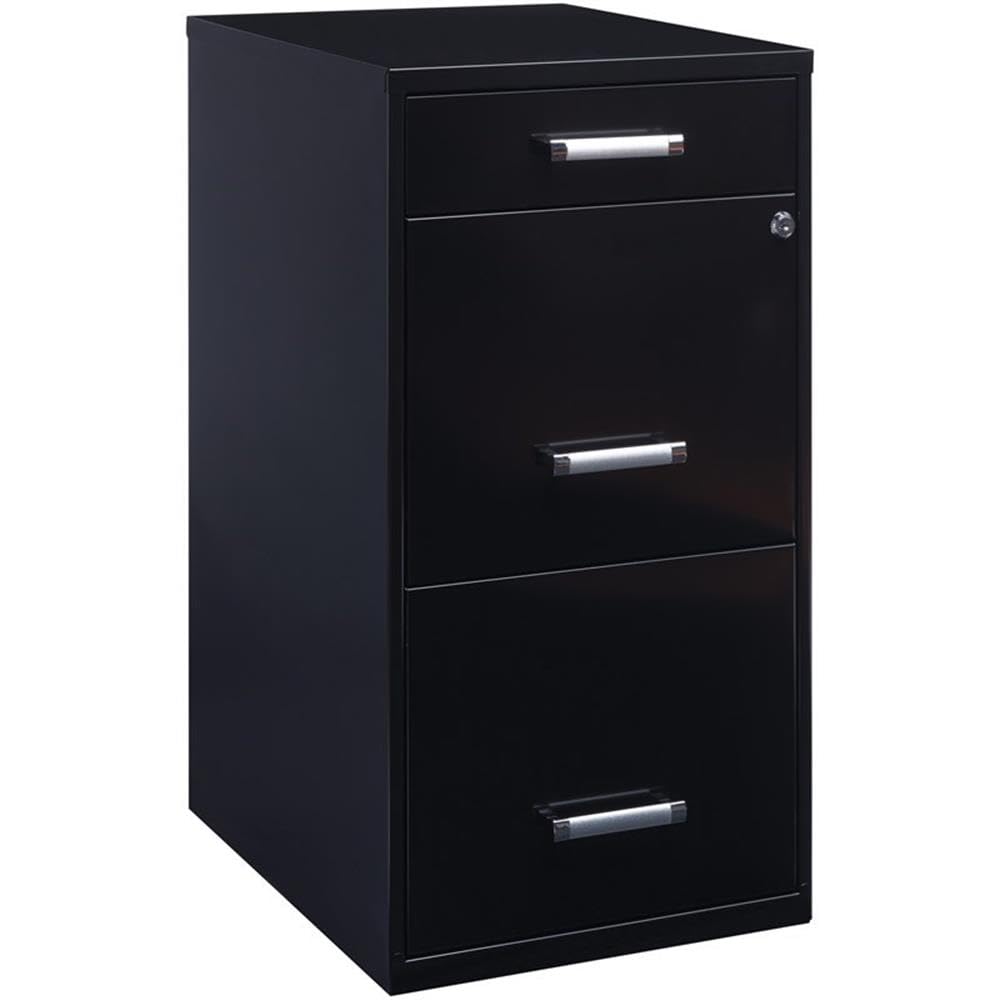 Black 3-Drawer Metal Filing Cabinet