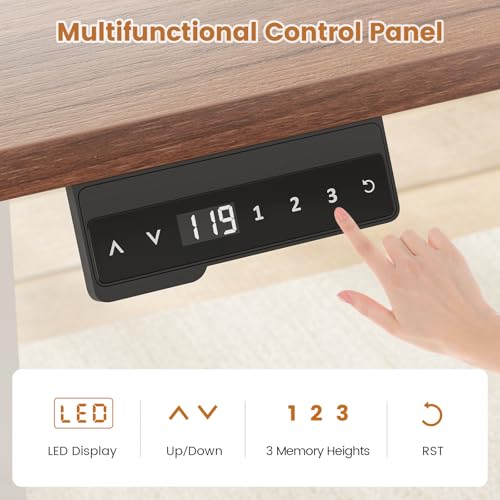 L-Shaped Standing Desk with Drawers & Power Outlets