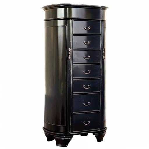 Oval Jewelry Armoire with Mirror & 7 Drawers