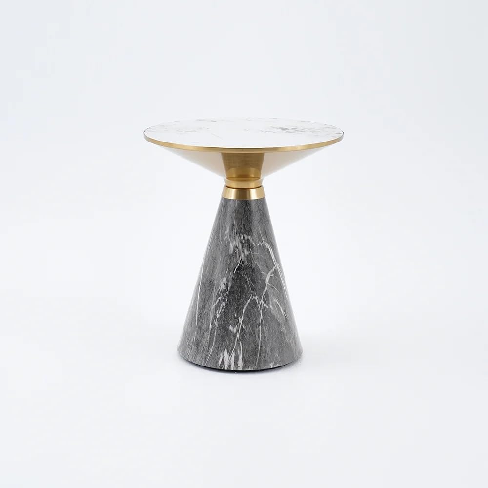 LOVEDIMA Small Side Table, Modern End Table for Living Room Sofa/Bedside, Hourglass-Shape End Table with Sintered Stone Top & Stainless Steel Base