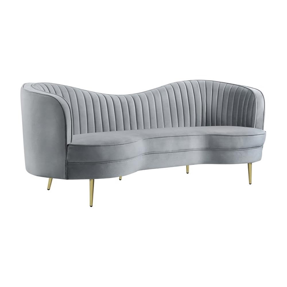 Gray Velvet Sofa and Loveseat Set