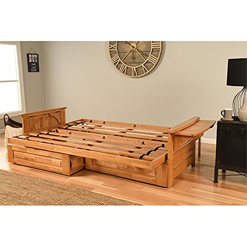 Kodiak Furniture Phoenix Queen Butternut Wood Storage Futon- Charcoal Mattress