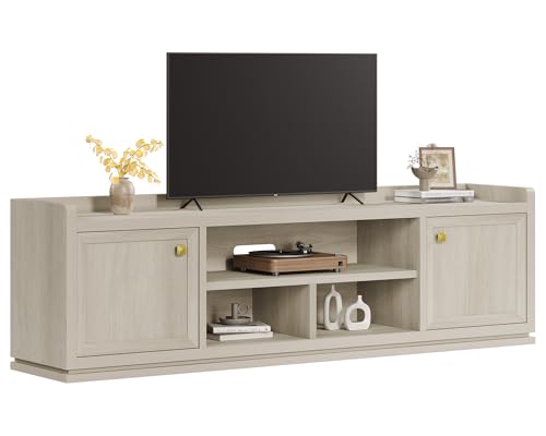 67" Fluted TV Stand with Cabinet & Open Shelves