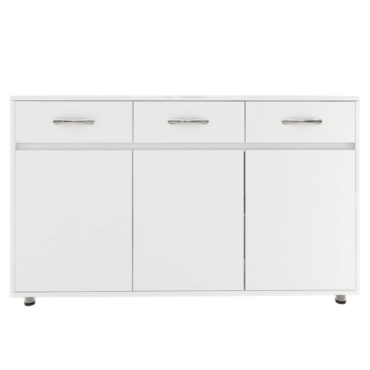 GLCHQ Storage Drawer File Cabinet Side Cabinet Entryway Console Side Tables with Three Drawers and Three Doors for Office or Kitchen Room (Three Doors, White)