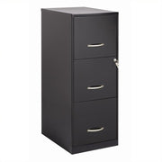 BOWERY HILL 3 Drawers 35.5" Vertical Black Metal Filing Cabinet Lockable Pre-Assembled Stationary Letter Size for Home, Office